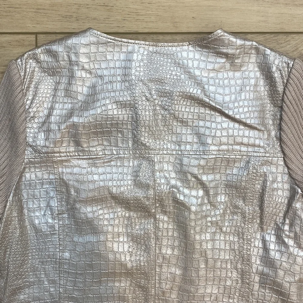 Phosphorus‎ Genuine Leather Knit Sleeve Moto Jacket
